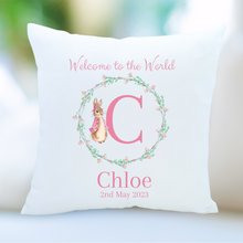 Load image into Gallery viewer, Pink Rabbit Small Cushion - Personalised
