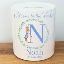 Load image into Gallery viewer, Blue Rabbit Money Bank - Personalised