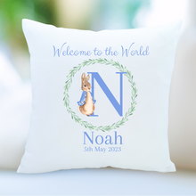 Load image into Gallery viewer, Blue Rabbit Small Cushion - Personalised