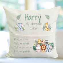 Load image into Gallery viewer, Safari Animal Storybook Cushion