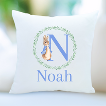 Load image into Gallery viewer, Blue Rabbit Small Cushion - Personalised
