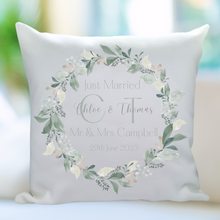 Load image into Gallery viewer, Leafy Wreath Cushion - Personalised