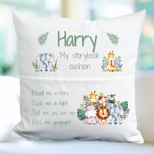 Load image into Gallery viewer, Safari Animal Storybook Cushion