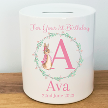 Load image into Gallery viewer, Pink Rabbit Money Bank - Personalised