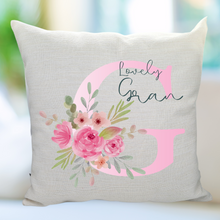 Load image into Gallery viewer, 'Lovely' Pink Initial Cushion