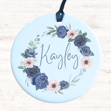 Load image into Gallery viewer, 'My favourite people call me' Blue Floral Wreath Ceramic Keepsake