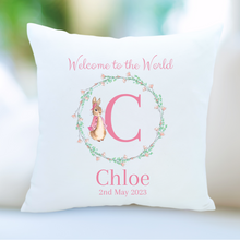 Load image into Gallery viewer, Pink Rabbit Small Cushion - Personalised
