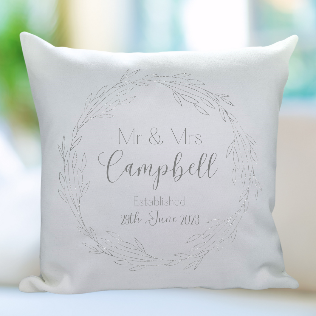 Outline Wreath Cushion- Personalised