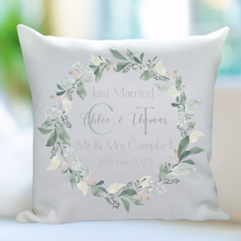 Load image into Gallery viewer, Leafy Wreath Cushion - Personalised
