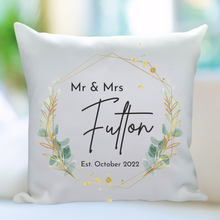 Load image into Gallery viewer, Gold Leafy Frame Cushion - Personalised
