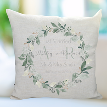 Load image into Gallery viewer, Leafy Wreath Cushion - Personalised
